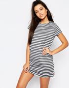Missguided Stripe T-shirt Dress - White