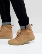 Asos Sneaker Boots In Stone Suede With Back Pull - Stone