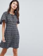Rage Lace Up Front Frill Sleeve Dress-multi