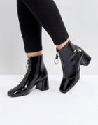 Asos Rosemary Patent Mid Heeled Boots - Black