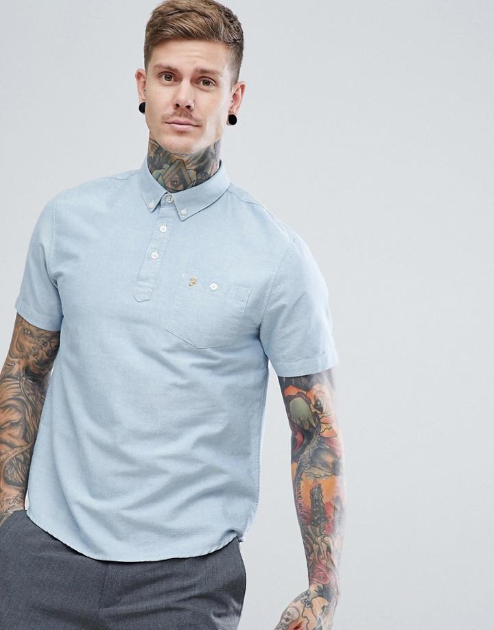Farah Brewer Overhead Shirt In Blue - Blue