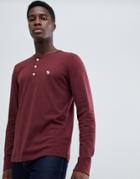 Abercrombie & Fitch Icon Logo Long Sleeve Henley Top In Burgundy - Red