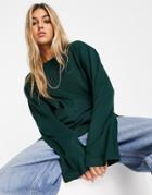 Weekday Smash Organic Cotton Oversized Long Sleeve T-shirt In Dark Green