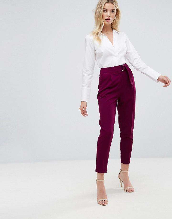 Asos Tailored Peg Pant With D Ring Detail - Purple