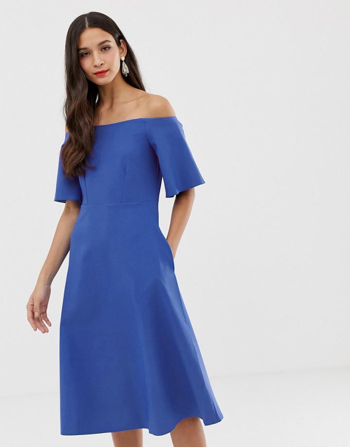 Closet Off The Shoulder A Line Dress-blue