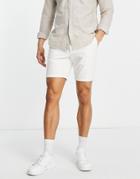 Asos Design Slim Chino Shorts In Off White