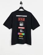 Asos Design Oversized T-shirt In Black With Back Text Print