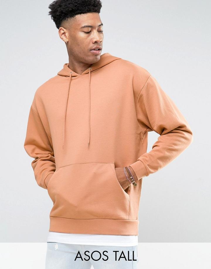 Asos Tall Oversized Hoodie In Pink With T-shirt Hem - Pink