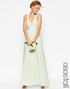 Asos Tall Wedding Ruched Double Strap Maxi Dress - Mint