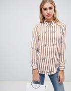 Asos Design Stripe Shirt In Cheetah Print - Multi