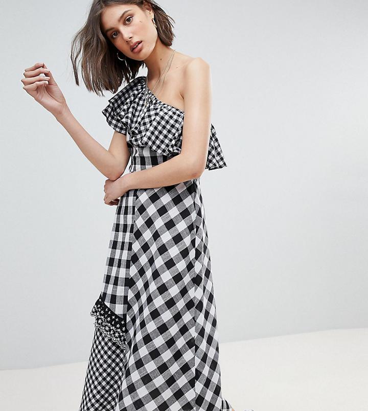 Reclaimed Vintage Inspired Gingham Frill Maxi Dress - Multi
