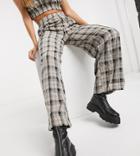 Collusion Wide Leg Cargo Pants In Check Co-ord-green