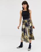 River Island Pleated Jersey Skirt In Chain Print-multi
