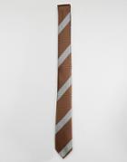 Asos Stripe Tie In Brown - Brown