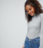 Asos Design Tall Turtleneck Long Sleeve Top In Gray