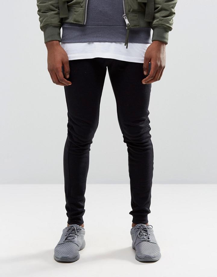 Asos Super Skinny Joggers With Logo - Black