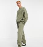 Collusion Oversized Coordinating Sweatpants With Embroidered Logo In Khaki-green