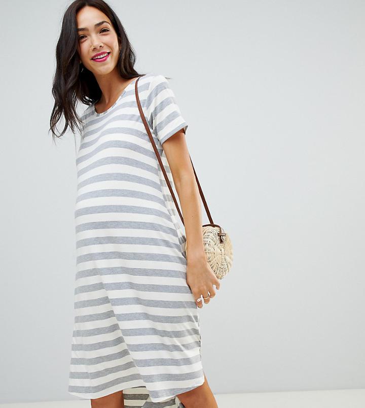 Bluebelle Maternity Relaxed Striped Dip Hem Dress - Multi