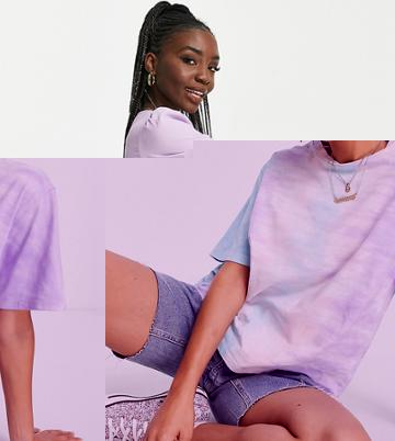 Urban Threads Petite Tie Dye Oversized T-shirt-multi