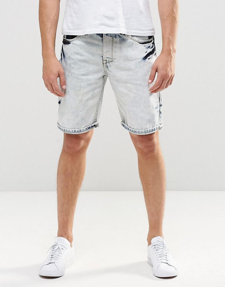 Loyalty & Faith Denim Short Bleach Out Wash - Blue