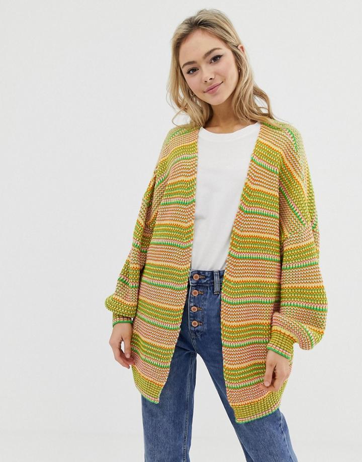 Asos Design Cardigan In Twist Yarn - Stone