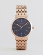 Dkny Rose Gold Minetta Navy Face Mesh Watch - Gold