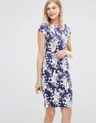 Poppy Lux Serita Floral Fitted Shift Dress - Navy