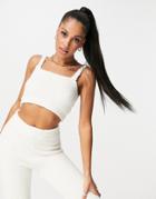 Missguided Popcorn Knit Crop Top In White - Part Of A Set - White