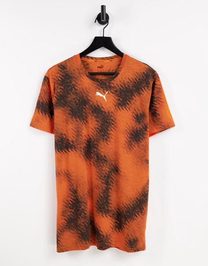 Puma Logo T-shirt In Orange