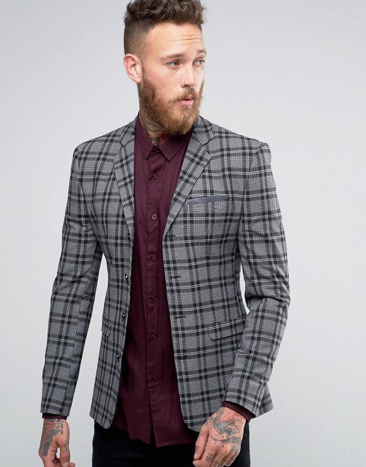 Asos Super Skinny Blazer With Four Button Fastening - Multi