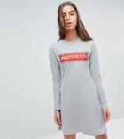 Kubban Tall Print Front T-shirt Dress - Gray