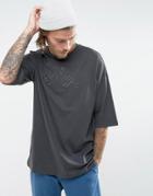 Asos Oversized T-shirt With Text Embroidery - Black