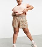 Asos Design Curve Shirred Waist Shorts In Whimsy Animal Print-multi