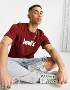 Levi's T-shirt With Poster Logo In Burgundy Red