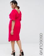 Asos Curve Plain Wiggle Cut Out Back Dress - Pink