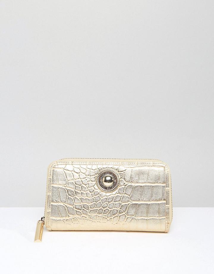 Versace Jeans Moc Croc Zip Around Purse - Gold