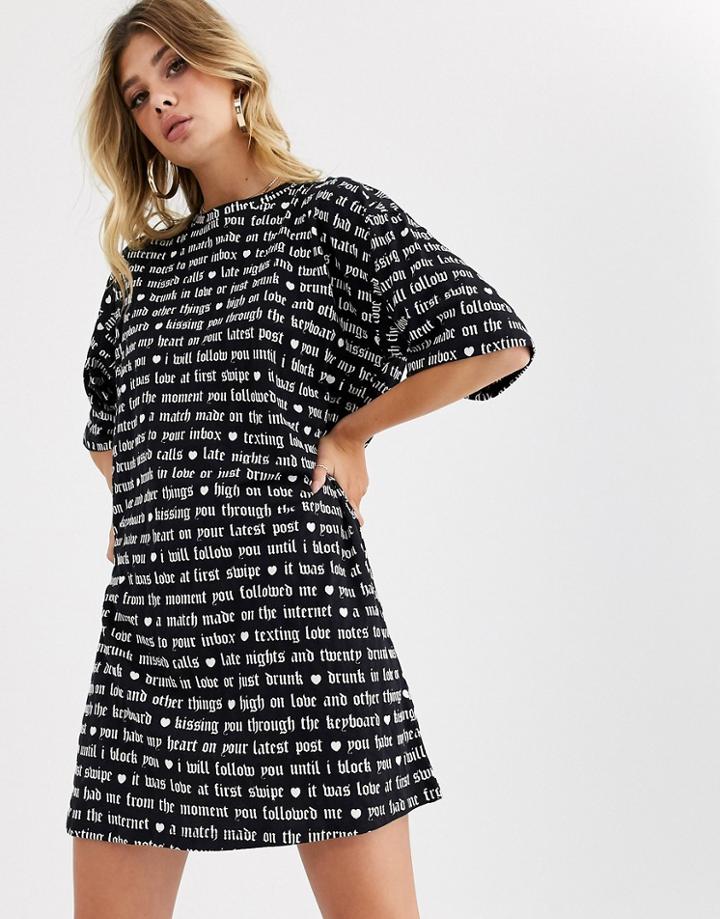 Motel Oversized T-shirt Dress In Font Graphics