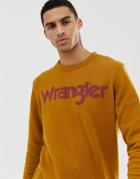 Wrangler Chest Logo Crewneck Sweatshirt In Golden Brown - Gold