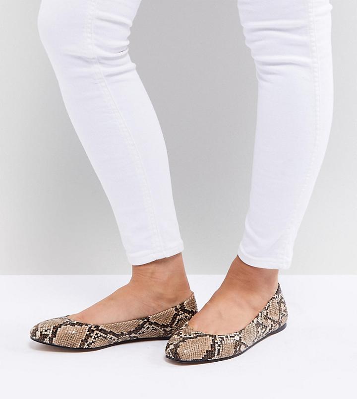 Asos Design Lassie Wide Fit Ballet Flats - Beige