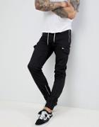 Boohooman Cargo Pants With Drawstring In Black - Black