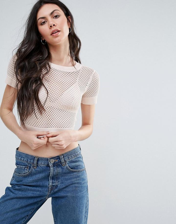 Twiin Resolution Mesh Crop T-shirt - Pink