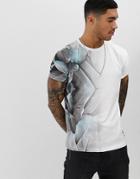 Religion T-shirt With Feather Fade Print In White