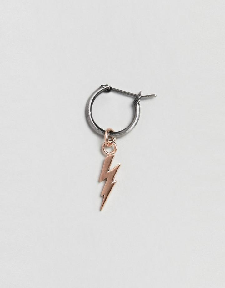 Simon Carter Lightening Bolt Charm Earring In Antique Silver & Rose Gold - Silver