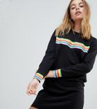 Noisy May Petite Rainbow Stripe Sweat Dress-black