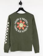 Vans X Parks Project Flower Park Boyfriend Back Print Long Sleeve T-shirt In Dark Green