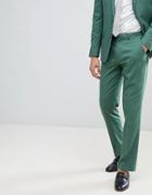 Asos Design Wedding Slim Suit Pants In Pine Green - Green