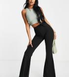 Missguided Tall Ribbed Kickflare Legging In Black