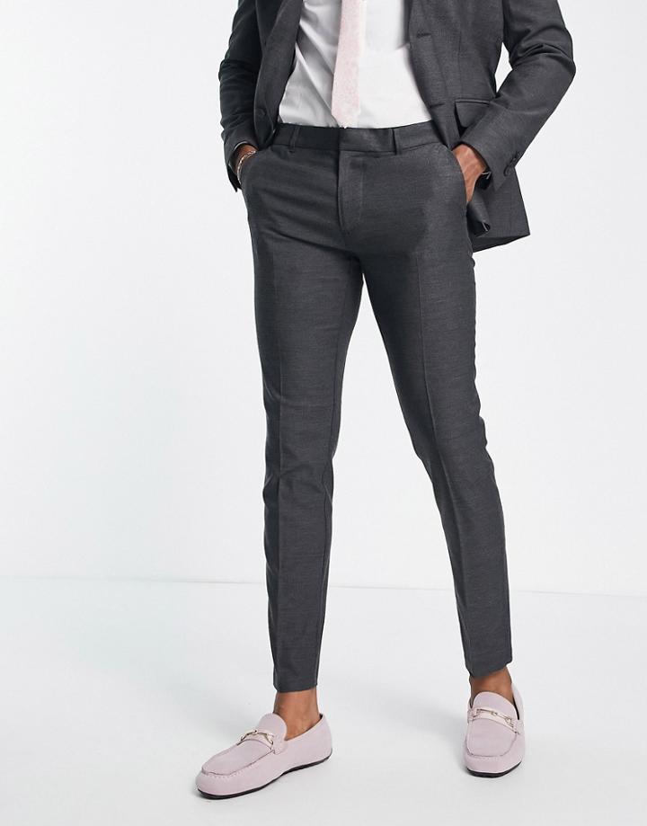 New Look Skinny Suit Pants In Dark Gray