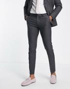 New Look Skinny Suit Pants In Dark Gray