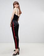 Asos Design Cigarette Pants In Luxe Satin - Black